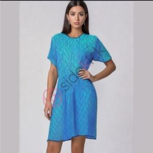 Sweelo Sequin Blue Dress Vintage 60s 70s Party Shift Swing Retro